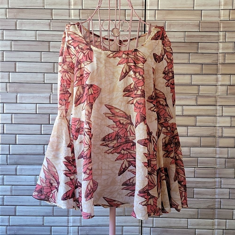 Charlotte Russe butterfly print blouse Size L